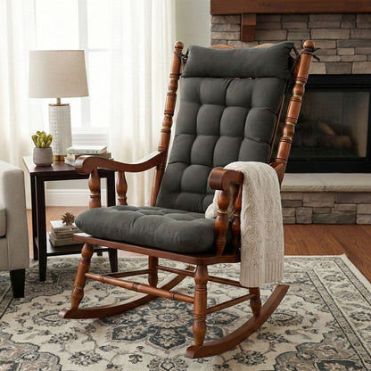 Micro-Suede Graphite Grey Rocking Chair Cushions - Latex Foam Fill