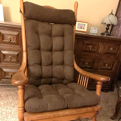Micro-Suede Coffee Bean Brown Rocking Chair Cushions - Latex Foam Fill