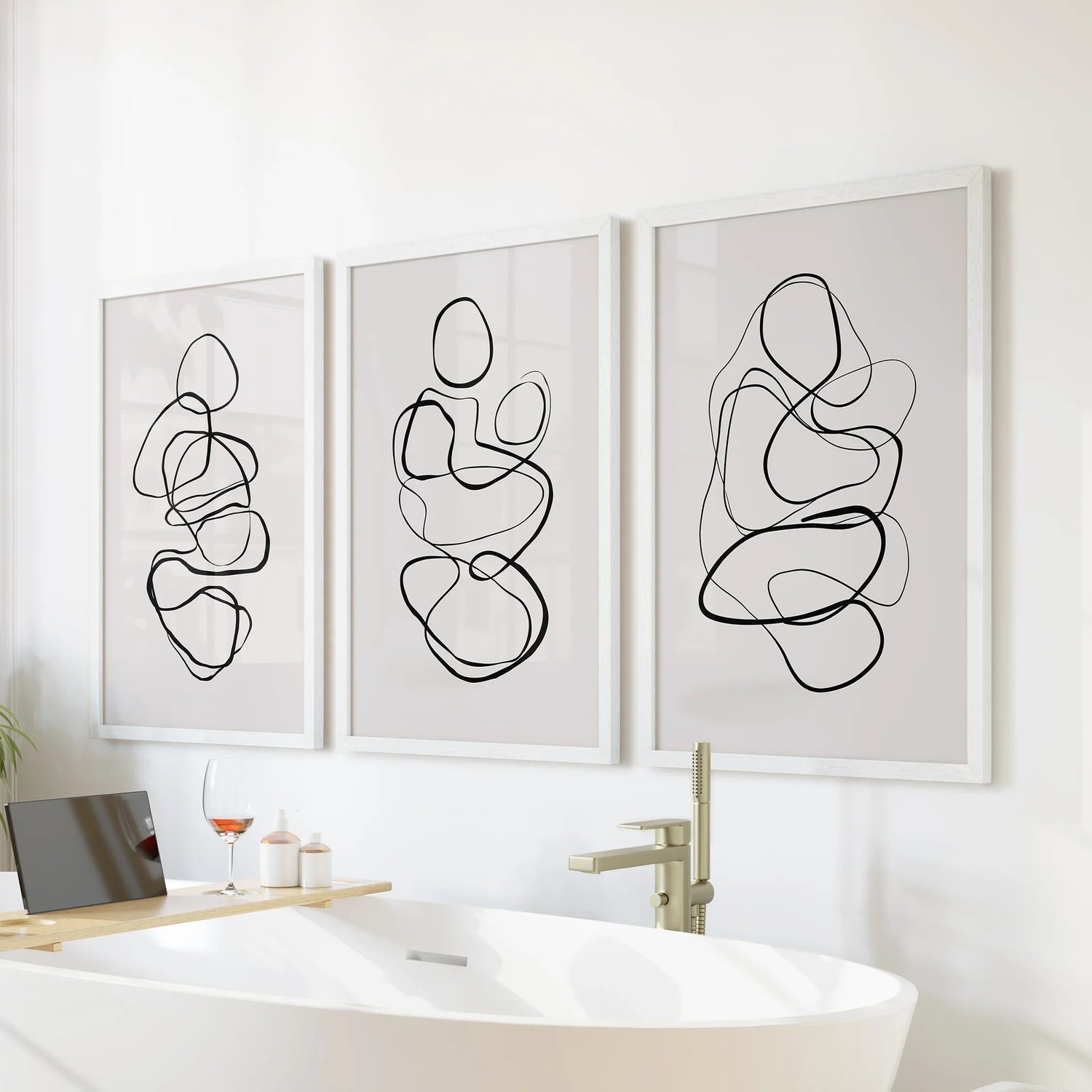 Abstract Line Art Wall Art Set of 3. Minimalist Figure Drawings