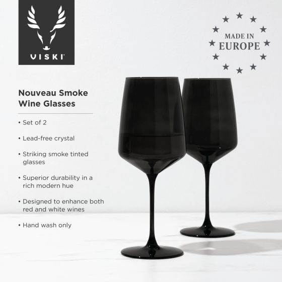 Reserve Nouveau Crystal Wine Glasses in Smoke - Set of 2