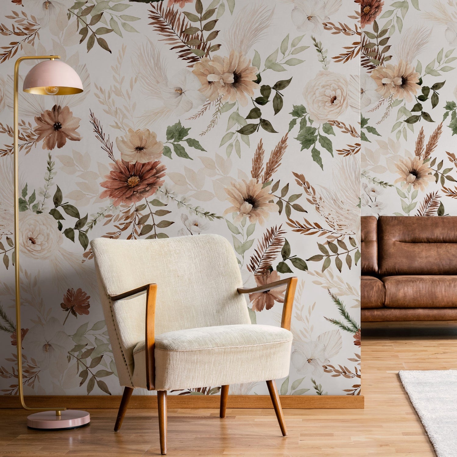 Ana (White) Wallpaper - 6 FT H X 15.8 FT W