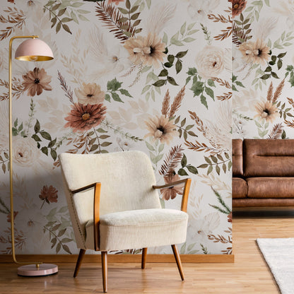 Ana (White) Wallpaper - 6 FT H X 15.8 FT W