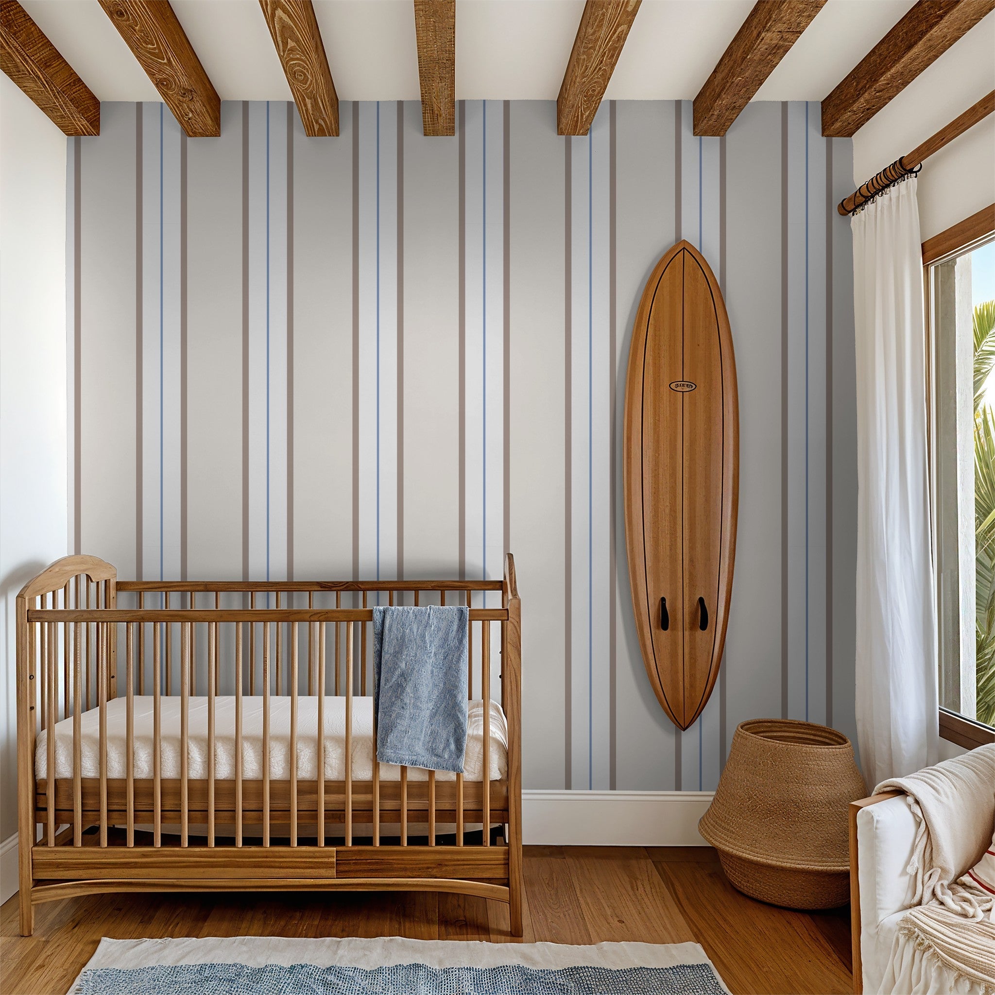 Montclair Stripes (Blue) Wallpaper