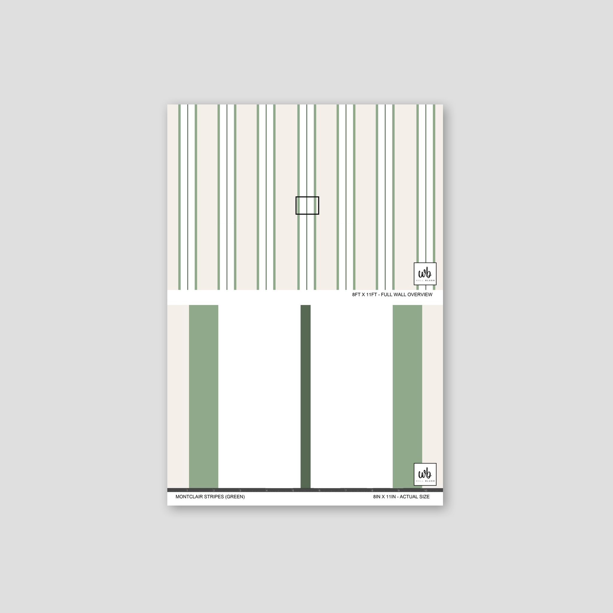 Montclair Stripes (Green) Wallpaper