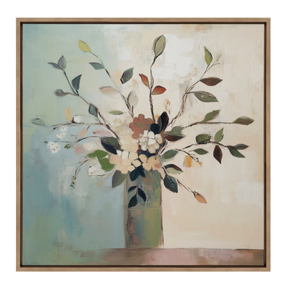 Sylvie Traditional Boho Floral Botanical II Framed Canvas by The Creative Bunch Studio