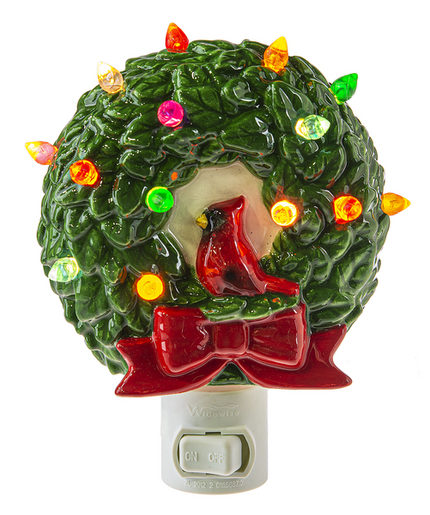 Wreath w/Cardinal Night Light