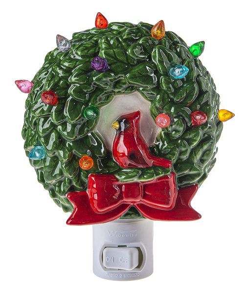 Wreath w/Cardinal Night Light