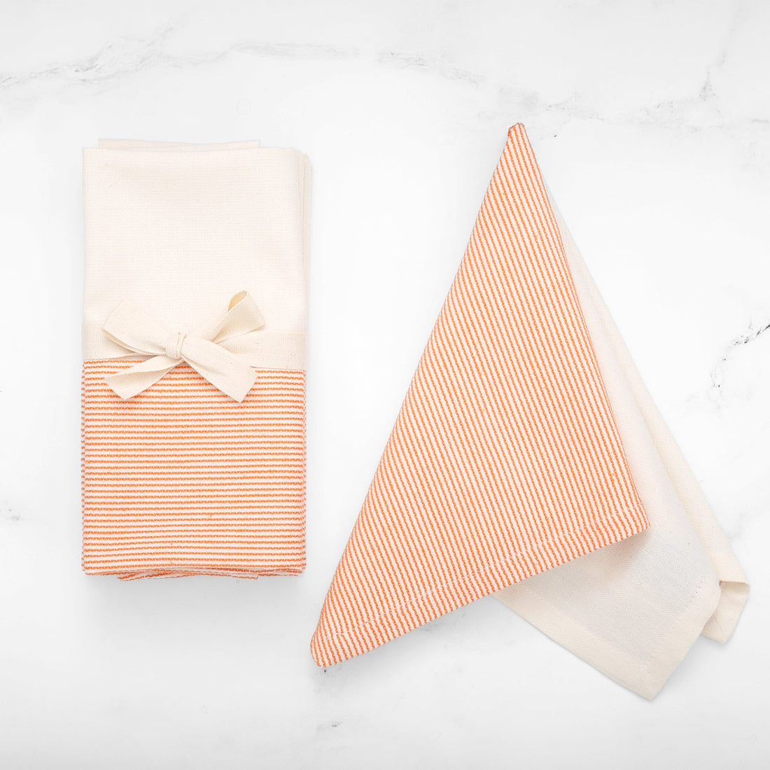 The Stripe Collection Napkins Natural Cotton &amp; Persimmon