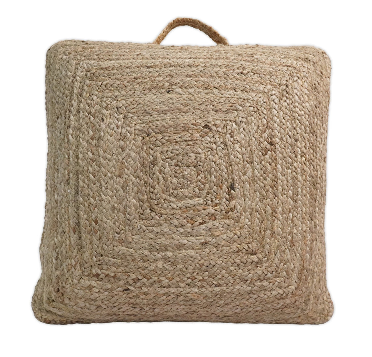Natural Brown Hand Braided boho square Jute Square Pouf