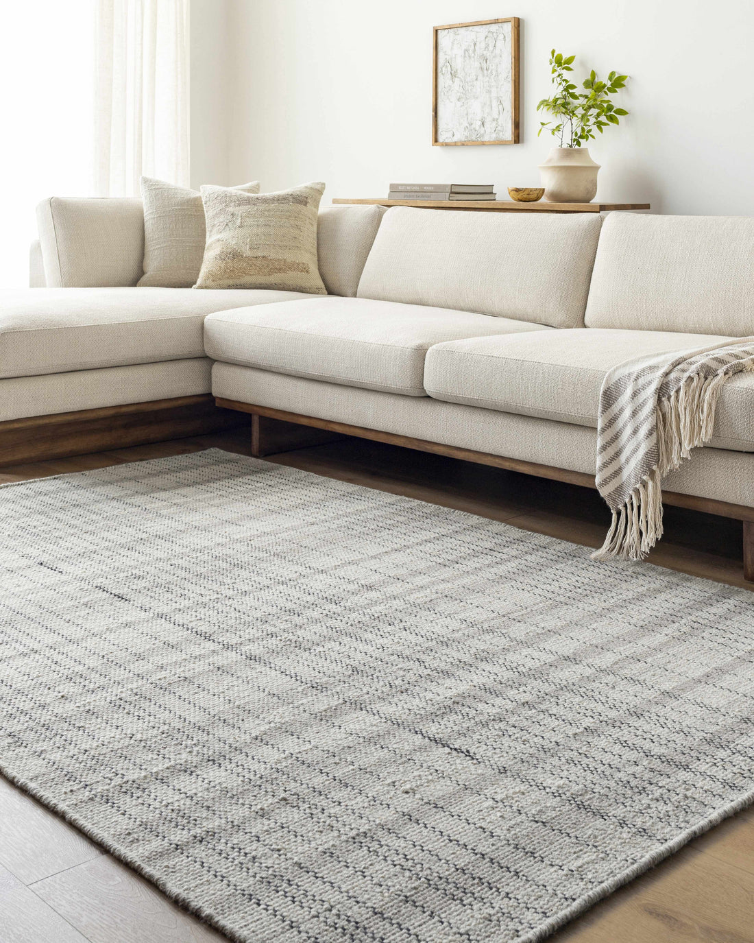 Nissa Blue Gray Checkered Area Rug - Clearance