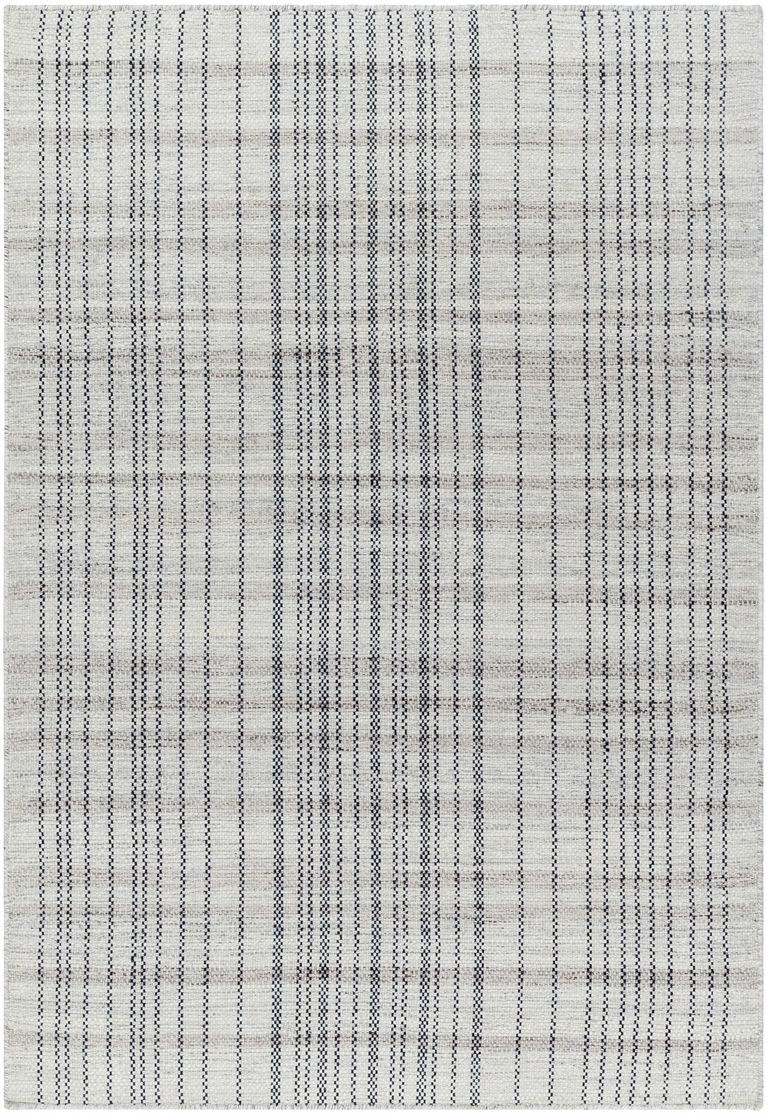 Nissa Gray Blue Checkered Wool Rug - Clearance