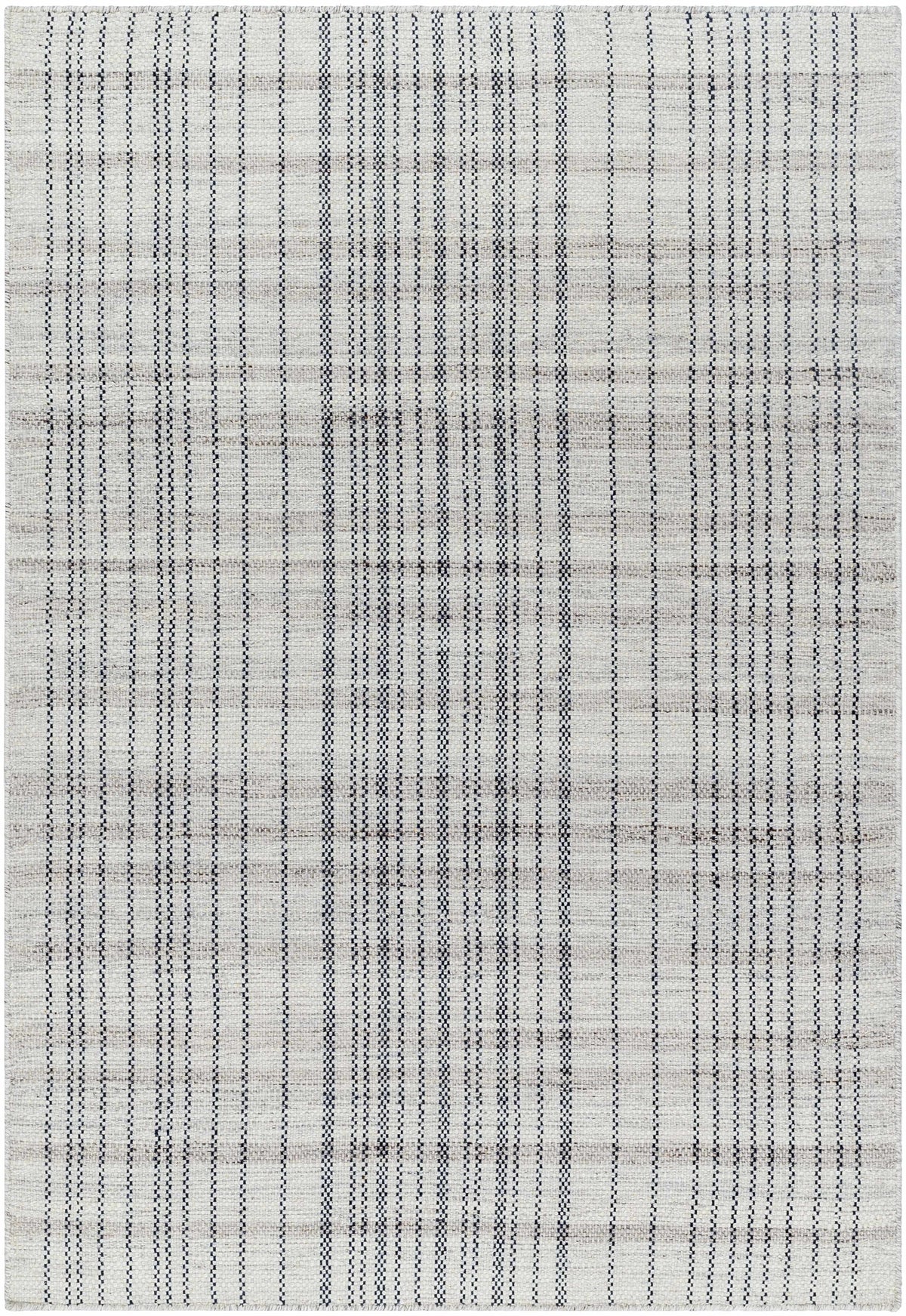Nissa Gray Blue Checkered Wool Rug - Clearance