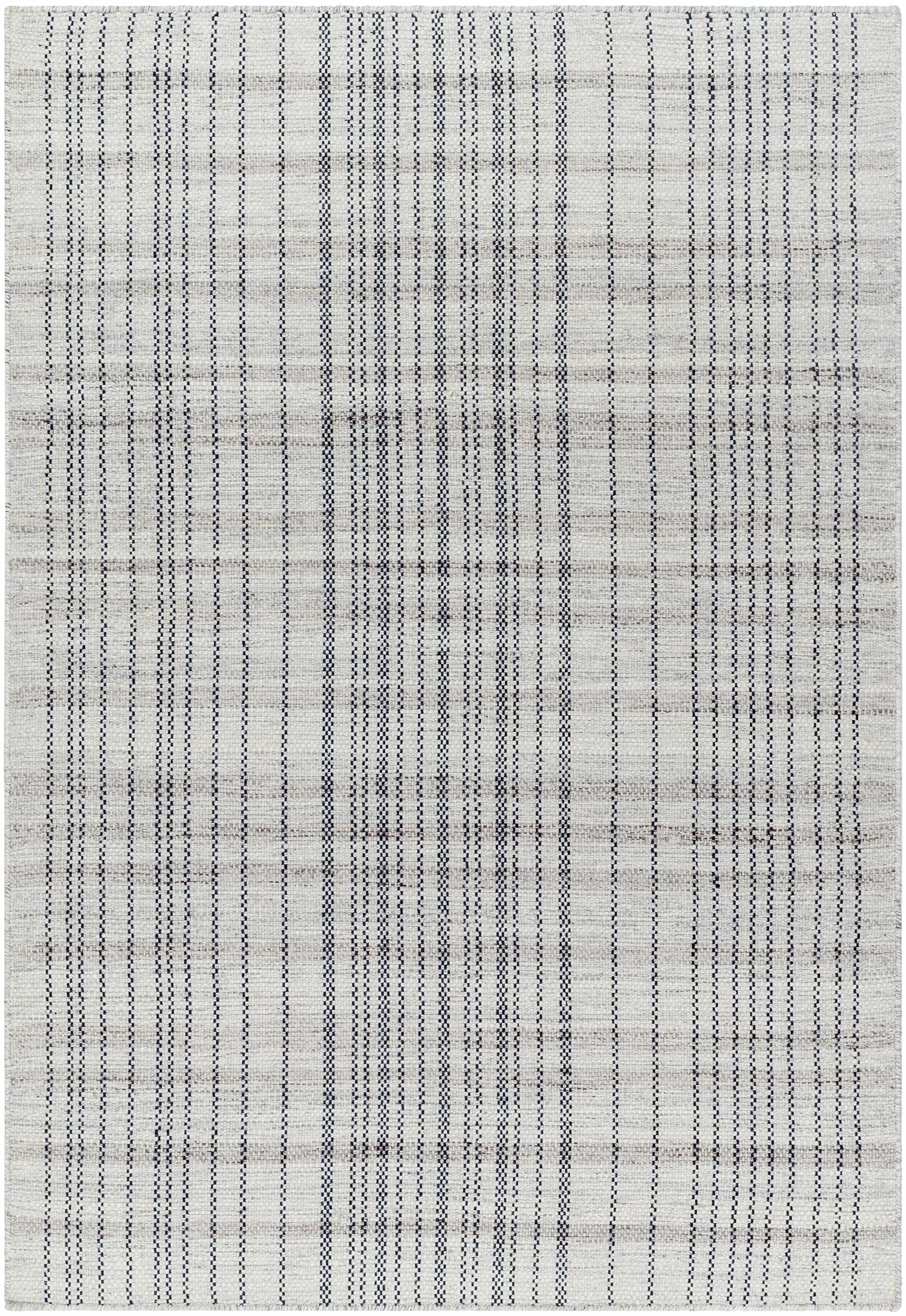 Nissa Gray Blue Checkered Wool Rug - Clearance