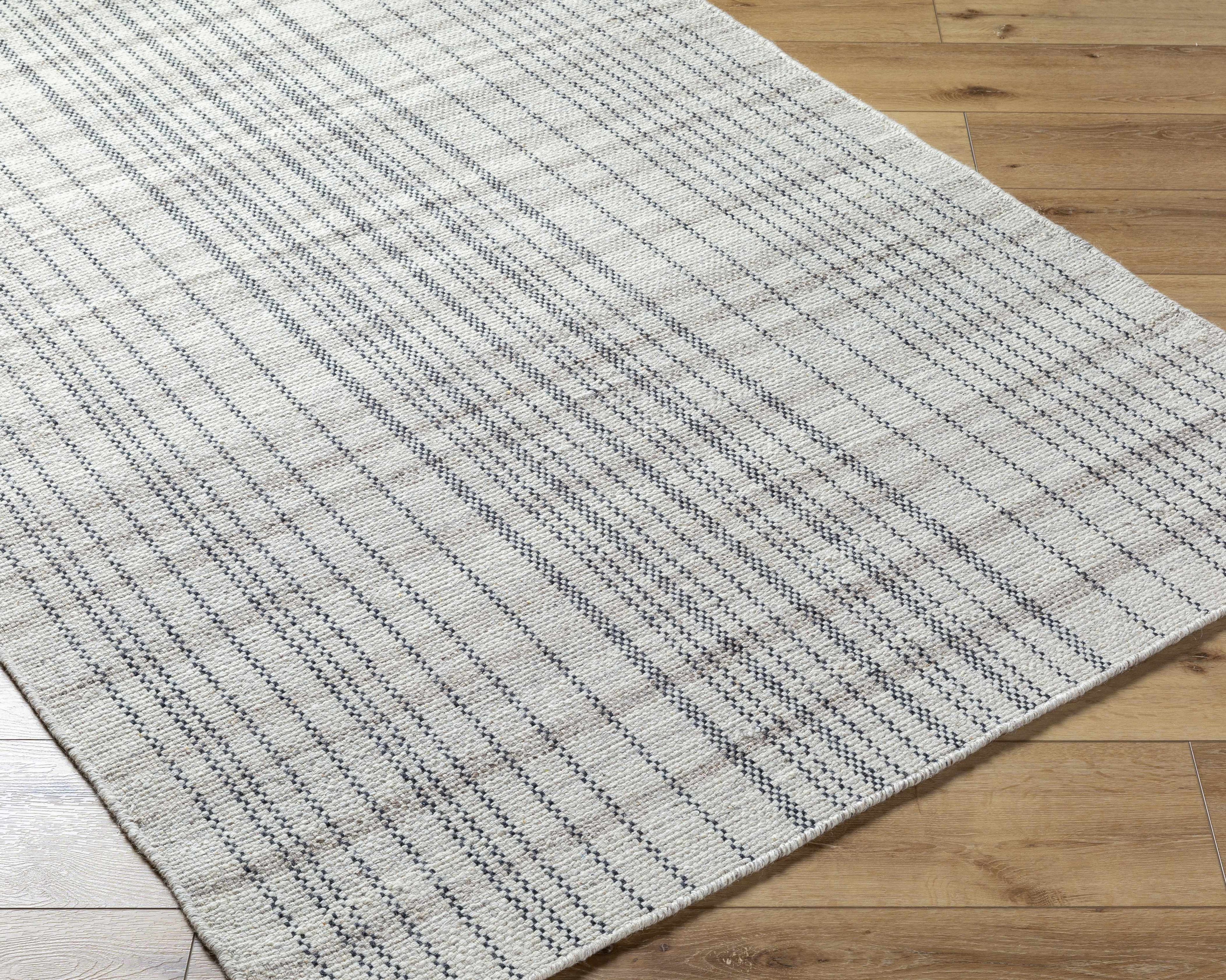 Nissa Gray Blue Checkered Wool Rug - Clearance