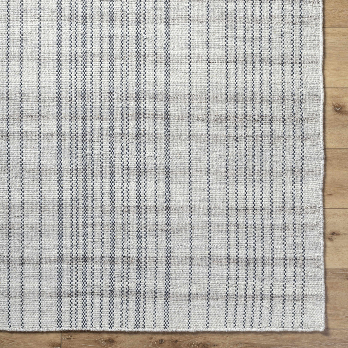 Nissa Gray Blue Checkered Wool Rug - Clearance