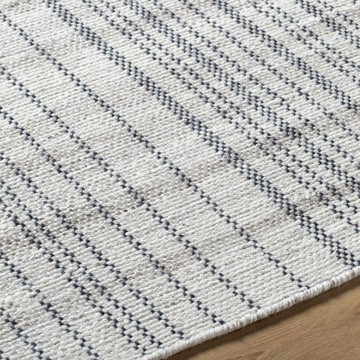 Nissa Gray Blue Checkered Wool Rug - Clearance