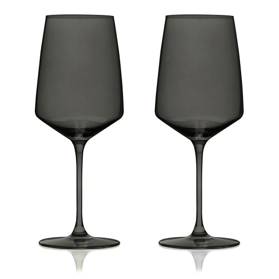 Reserve Nouveau Crystal Wine Glasses in Smoke - Set of 2