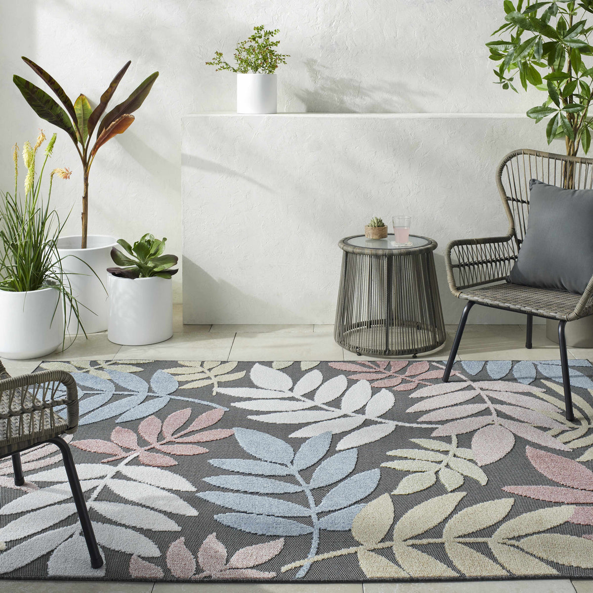 Nasha Charcoal Outdoor Area Rug - Clearance
