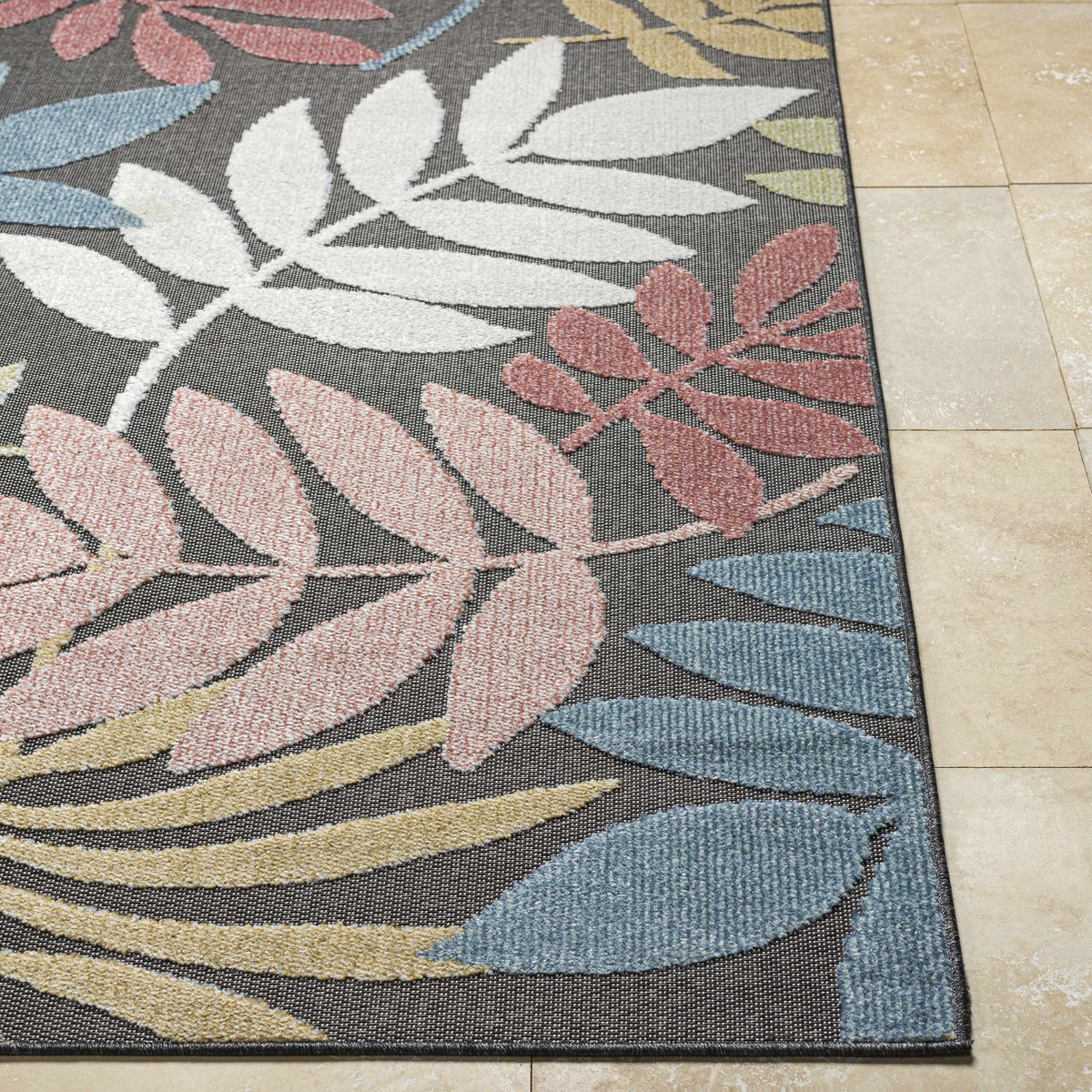 Nasha Charcoal Outdoor Area Rug - Clearance