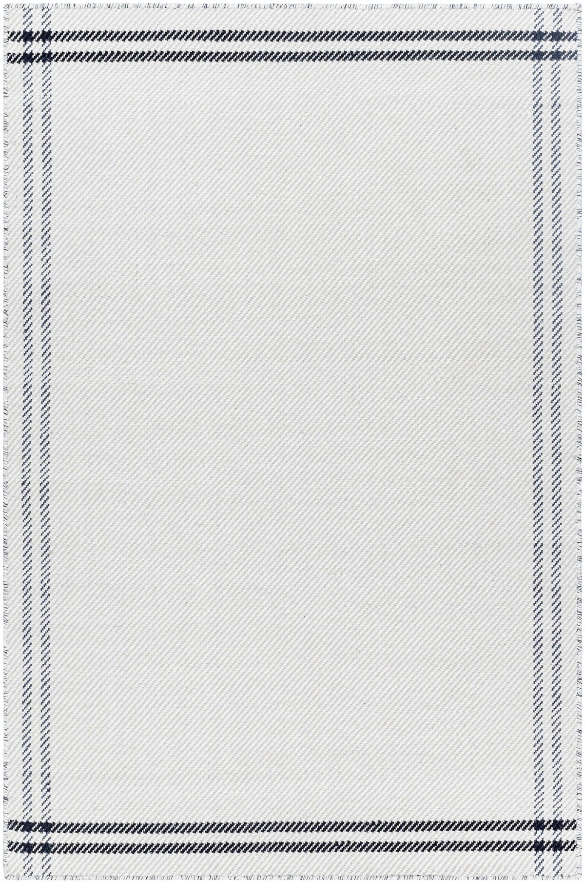 Nimue Cream &amp; Blue Bordered Area Rug - Clearance