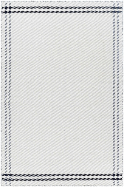 Nimue Cream &amp; Blue Bordered Area Rug - Clearance