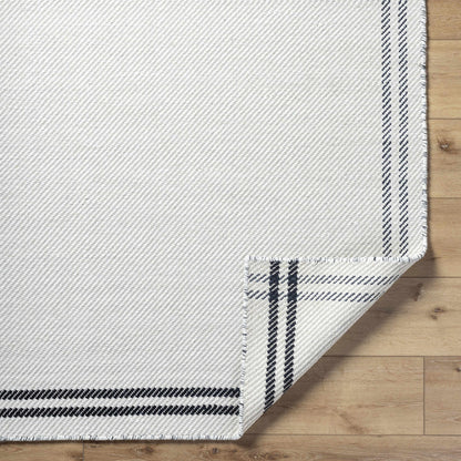 Nimue Cream &amp; Blue Bordered Area Rug - Clearance