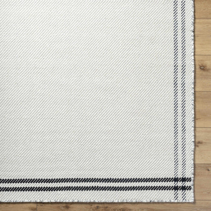 Nimue Cream &amp; Blue Bordered Area Rug - Clearance