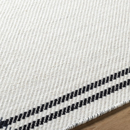 Nimue Cream &amp; Blue Bordered Area Rug - Clearance