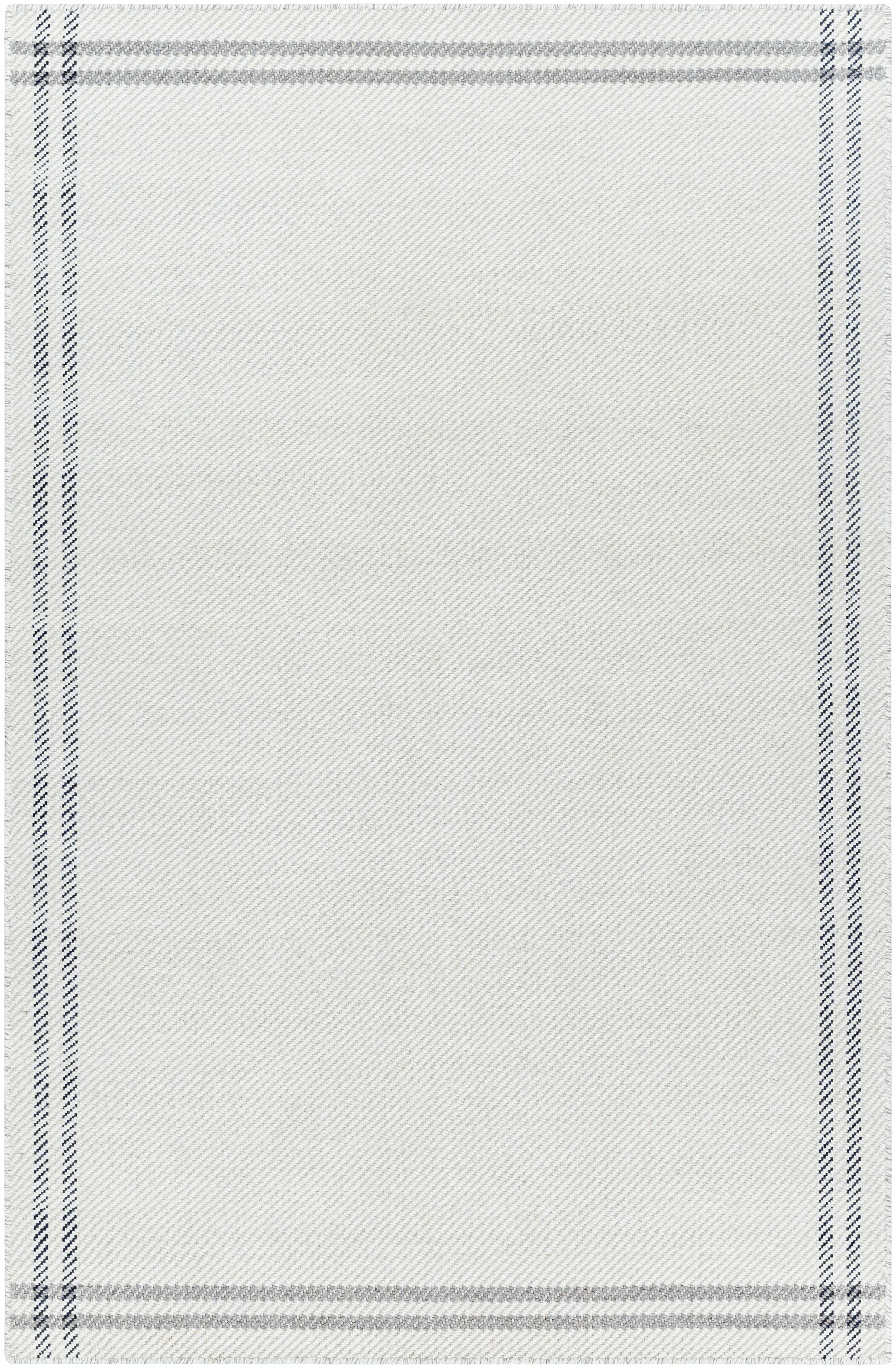 Nimue Cream &amp; Charcoal Bordered Area Rug - Clearance