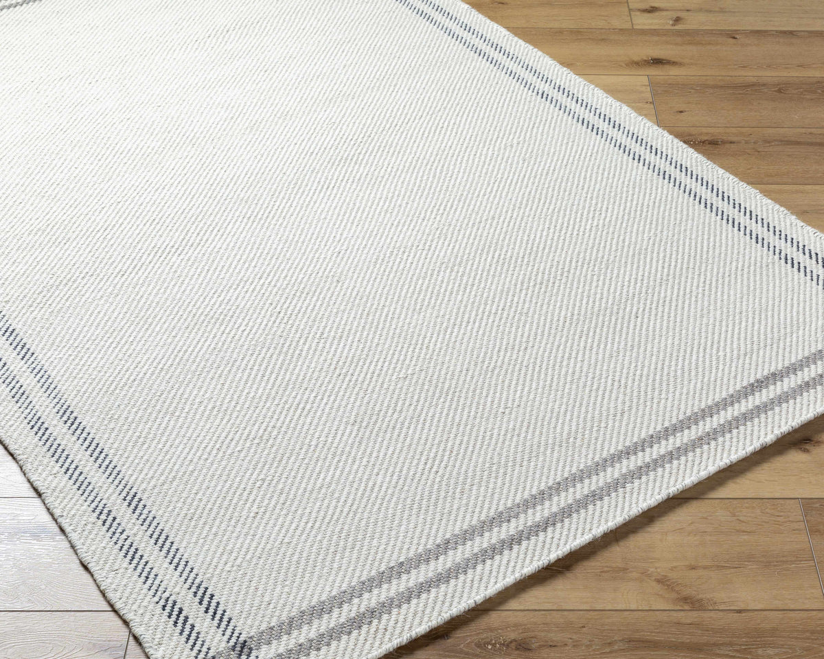 Nimue Cream &amp; Charcoal Bordered Area Rug - Clearance