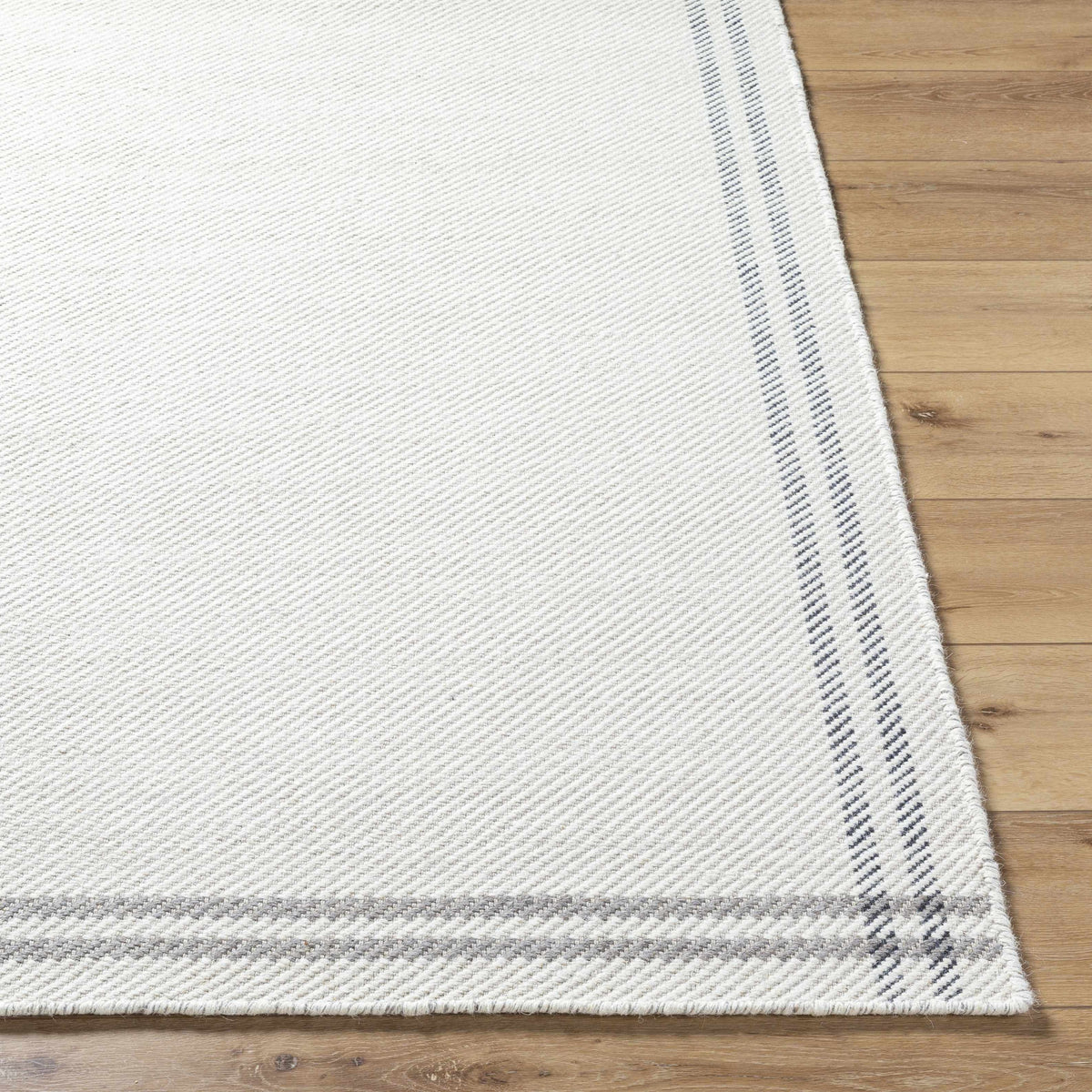 Nimue Cream &amp; Charcoal Bordered Area Rug - Clearance