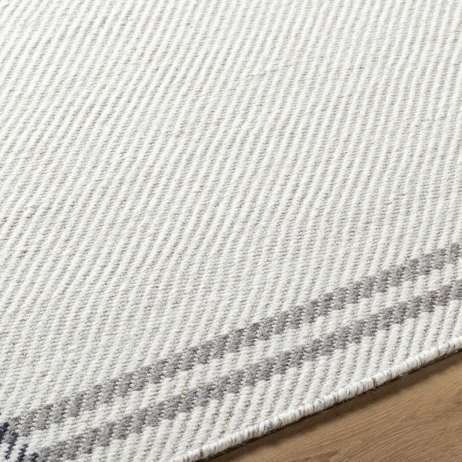 Nimue Cream &amp; Charcoal Bordered Area Rug - Clearance