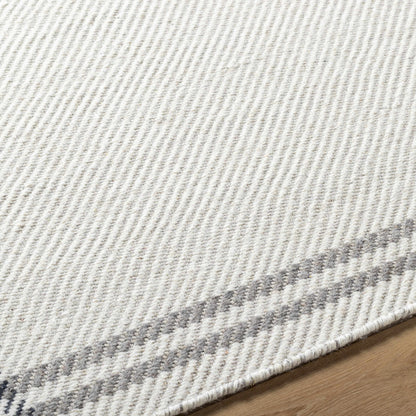 Nimue Cream &amp; Charcoal Bordered Area Rug - Clearance