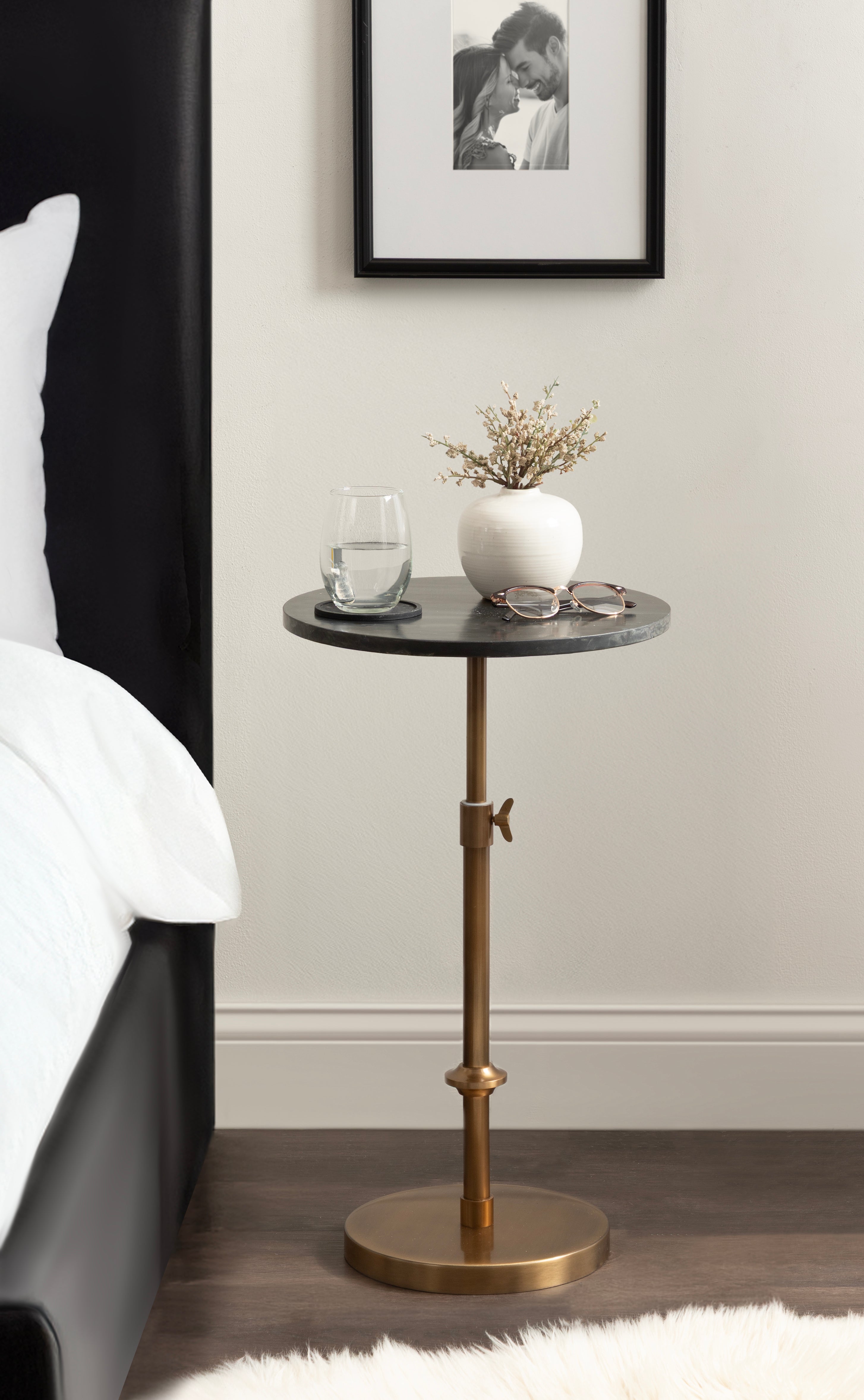 Engles Adjustable Marble Table and Plant Stand