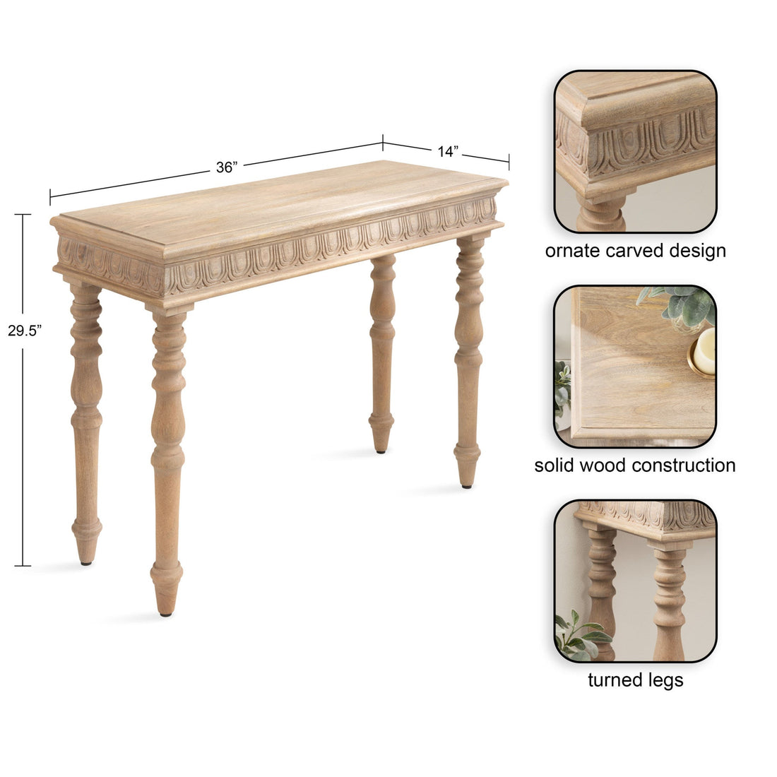 Patresa Carved Wood Console Table