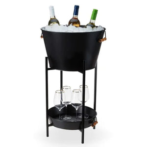 Black Beverage Tub with Stand & Tray