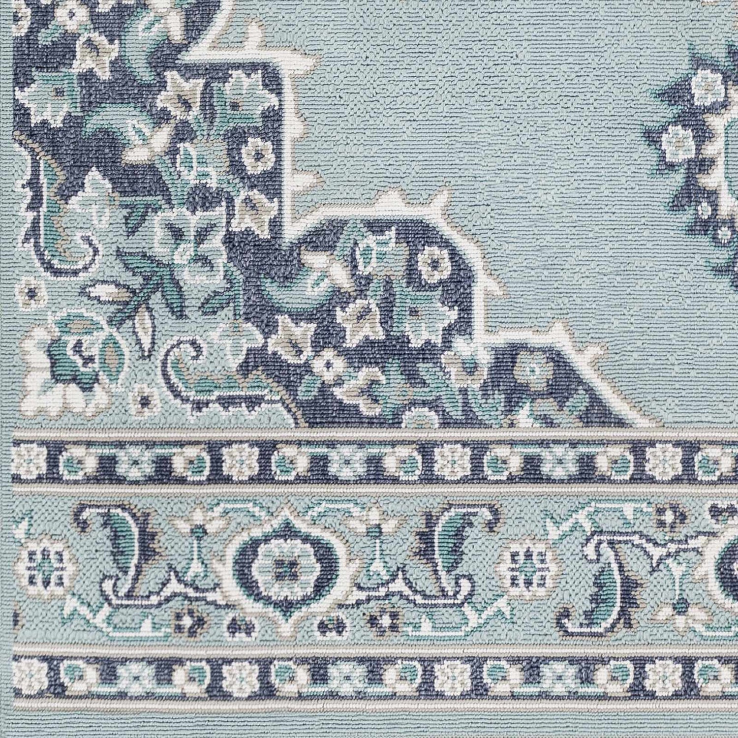 Orla Pale Blue Medallion Outdoor Area Rug - Clearance