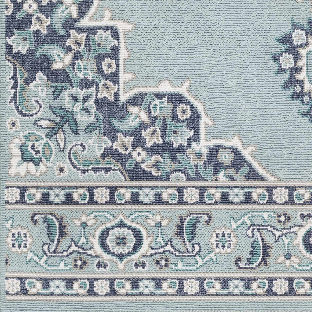 Orla Pale Blue Medallion Outdoor Area Rug - Clearance