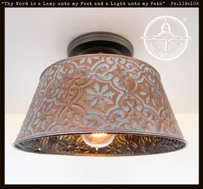 Ornate Copper Pendant 1-Light | 12" | Farmhouse Kitchen &amp; Dining