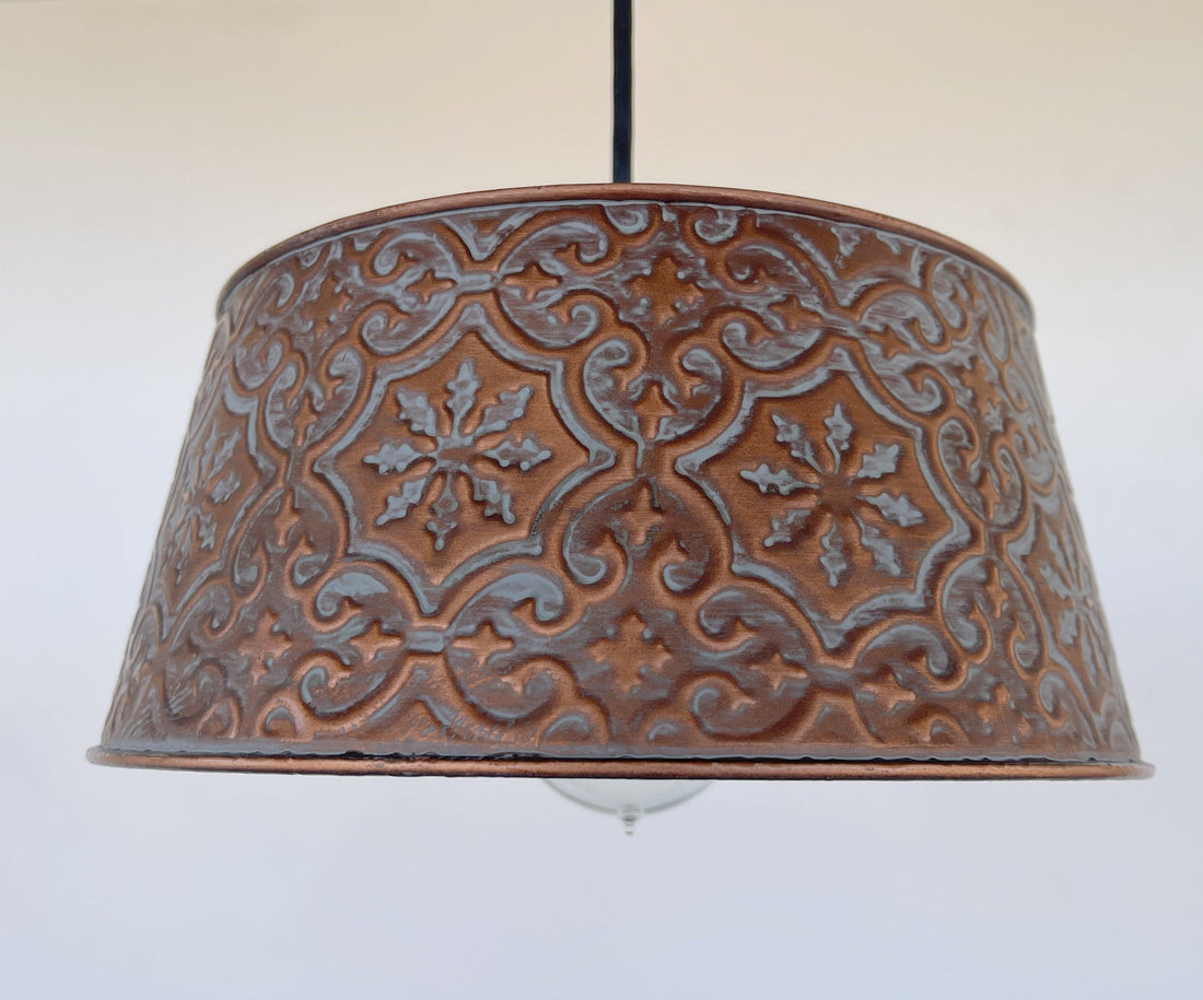 Ornate Copper Pendant 1-Light | 12" | Farmhouse Kitchen &amp; Dining