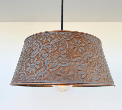 Ornate Copper Pendant 1-Light | 12" | Farmhouse Kitchen &amp; Dining