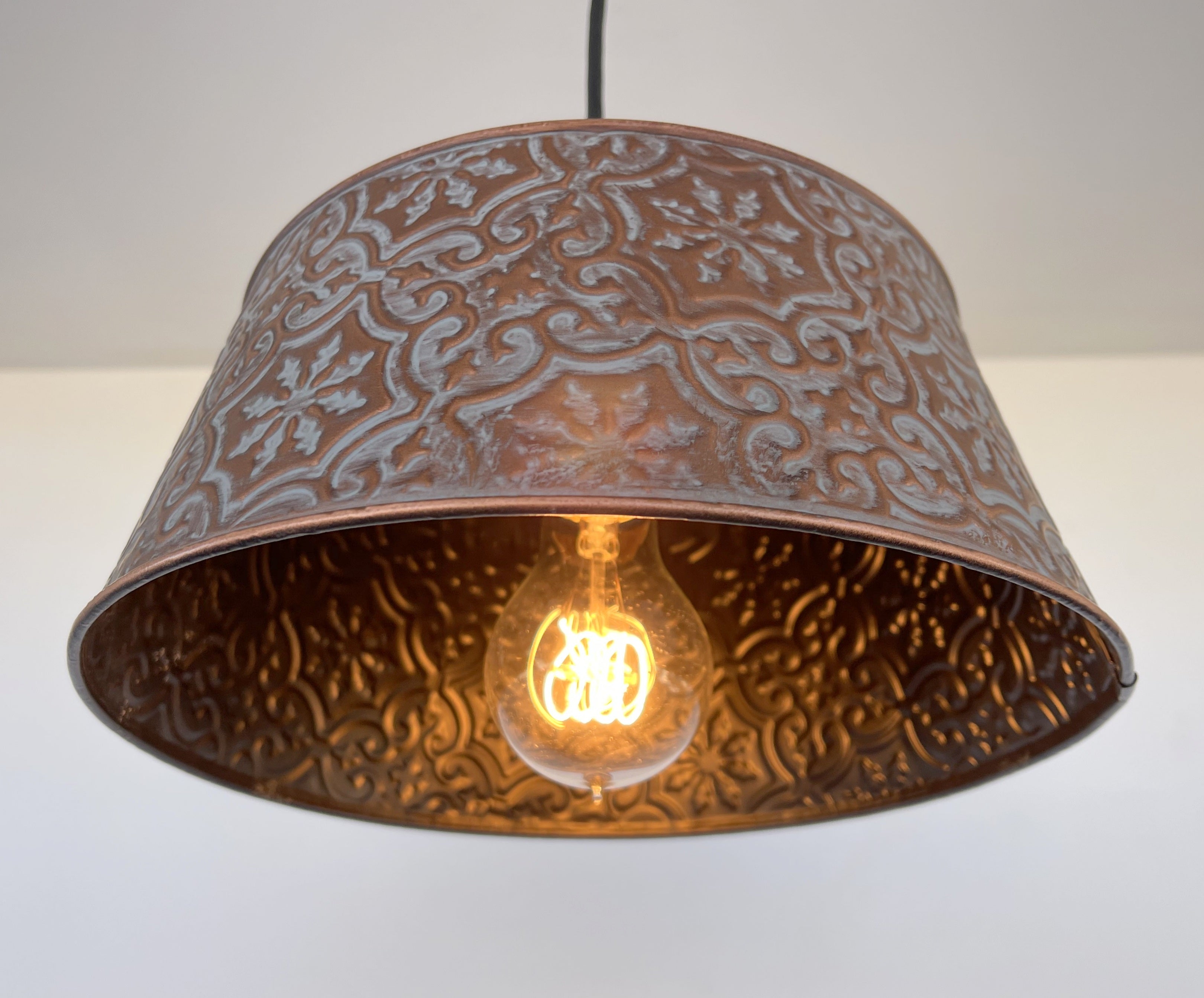 Ornate Copper Pendant 1-Light | 12" | Farmhouse Kitchen &amp; Dining