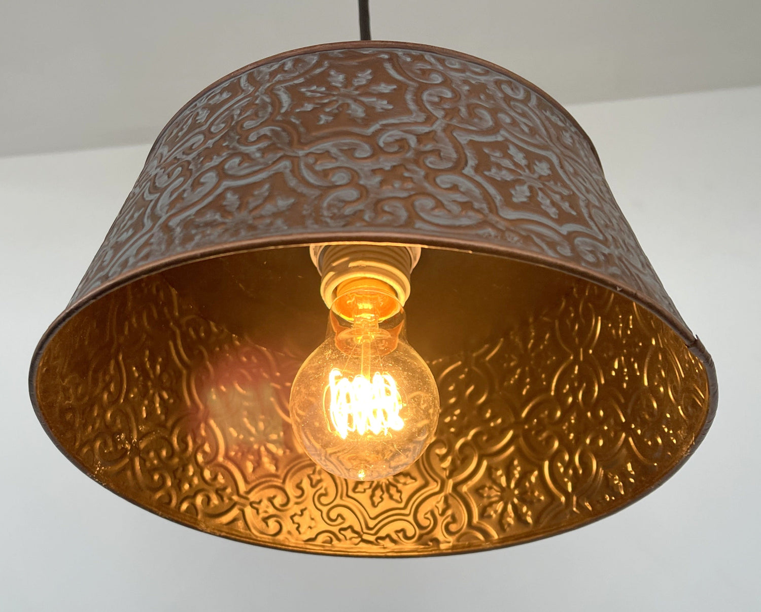 Ornate Copper Pendant 1-Light | 12" | Farmhouse Kitchen &amp; Dining
