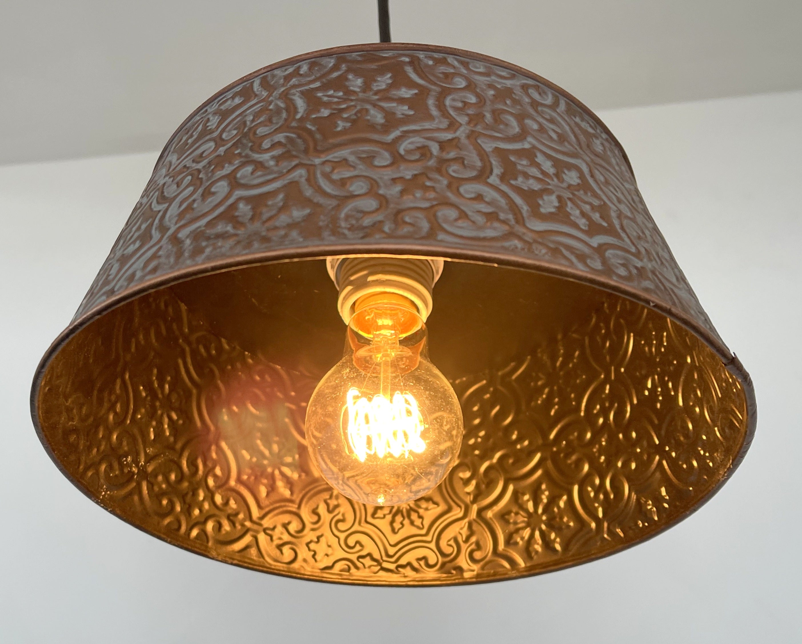 Ornate Copper Pendant 1-Light | 12" | Farmhouse Kitchen &amp; Dining