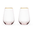 Rose Crystal Stemless Wine Glass Set