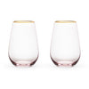 Rose Crystal Stemless Wine Glass Set