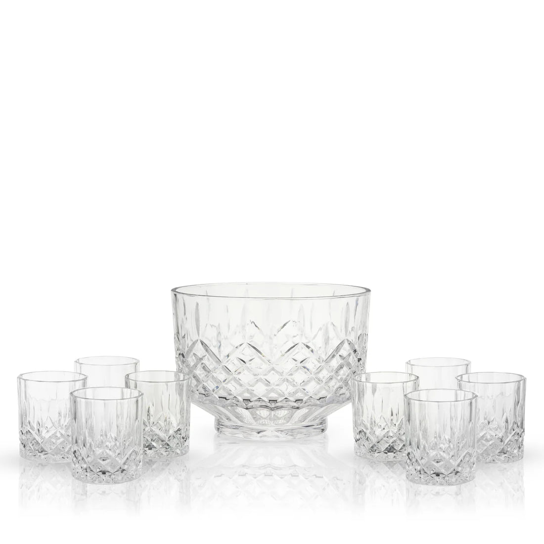 Admiral Crystal 9-Piece Punch Bowl &amp; Tumbler Set
