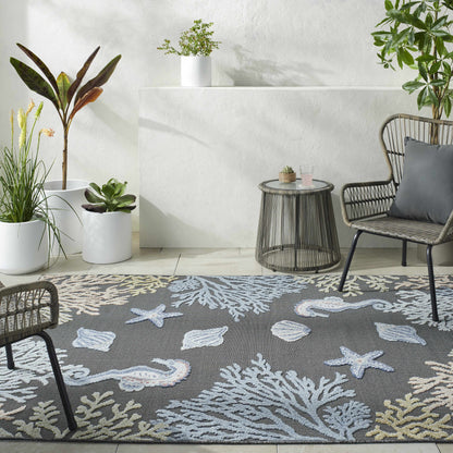Pasca Charcoal Outdoor Area Rug - Clearance