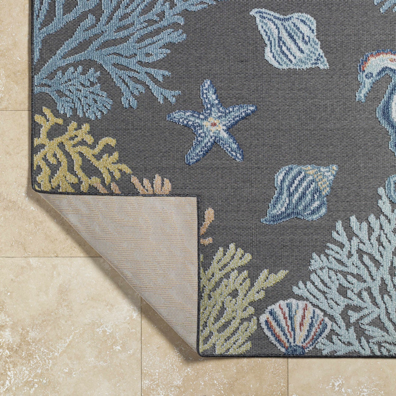 Pasca Charcoal Outdoor Area Rug - Clearance