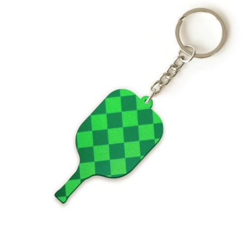 Green Check Pickleball Paddle Keychain